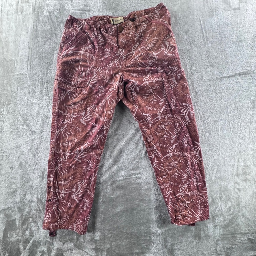 Democracy Maroon Leaf-Print Ankle Pants